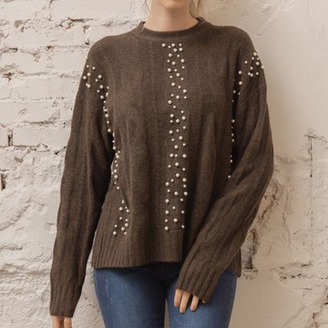 釘珠親柔舒適毛衣  咖