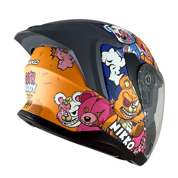 NIKKO N-560 歌德泰迪 消光黑白橘 內墨鏡 全拆洗 加長鏡片 耳機曹 眼鏡溝 鴨尾設計 安全帽 半罩