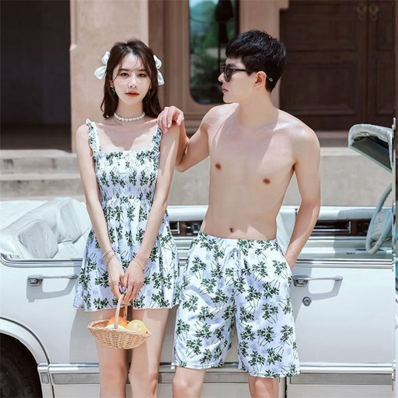 水着セット ペアルック レディース セット ワンピース水着 パンツ付き メンズ 海パン サーフパンツ ビーチウェア 通販 Lineポイント最大0 5 Get Lineショッピング