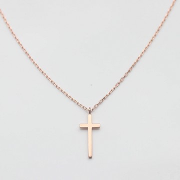 【 CHARIS 韓國珠寶】純14K金  立體十字架項鍊 洗澡免摘 流汗碰水不褪色
