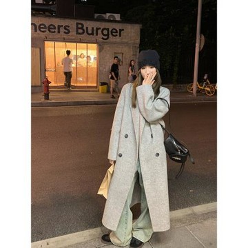 Hhyii 冬日開場 雙面毛呢大衣女2025新款顯瘦羊毛西裝式冬季外套