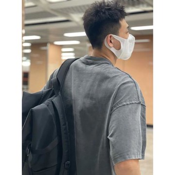 美式重磅做舊水洗灰純棉短袖T恤男款夏季潮牌潮流體恤純色上衣服