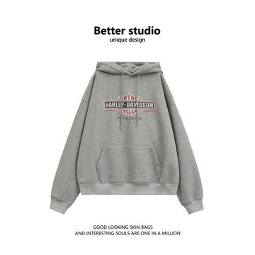 連帽衛衣女2024秋季新款寬松oversize慵懶風小個子情侶裝加絨上衣