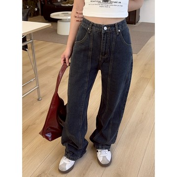 Velpro 現貨｜超顯腿長.ᐟ.ᐟ高腰闊腿牛仔褲 梨形神褲 寬鬆 寬褲 落地 百搭