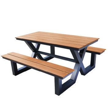 概念家居-木紋塑木&鋁合金庭院桌椅cc-89