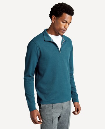 Kenneth Cole | Quarter-Zip Pullover Knit in Medium Blue