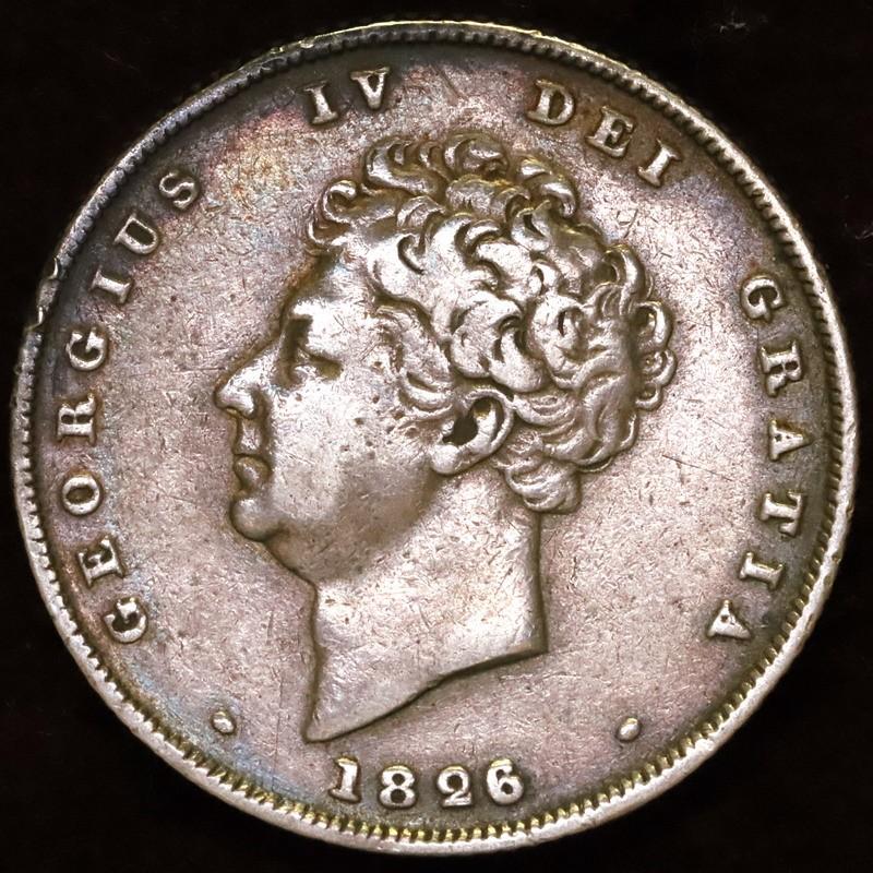 イギリス　ジョージ4世　1826年　シリング銀貨