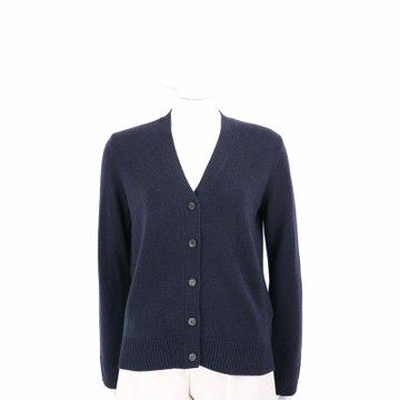 MAX MARA-’S Max Mara APOLLO 撞色肘部貼布 深藍羊毛針織衫 開襟外套