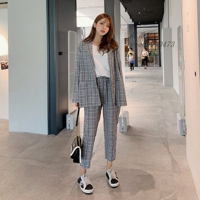 2点 チェック柄 スーツ レディース カジュアル パンツスーツ ジャケット 通勤 Ol 代 通販 Lineポイント最大get Lineショッピング