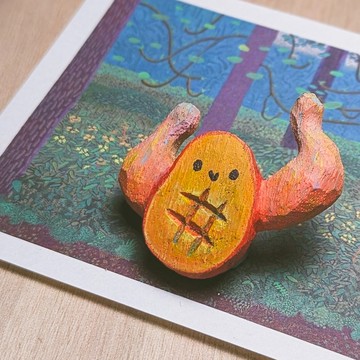 木雕手作/肌芒先生 項鍊 胸針 吊飾【可客制】