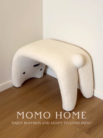 【便宜有好貨】可愛貓咪木凳家用門口穿鞋凳入戶凳子玄關沙發凳羊羔絨梳妝化妝凳