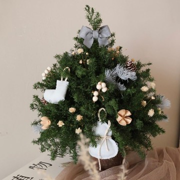 聖誕禮盒 韓式聖誕布品款 清新霧霾藍聖誕樹 聖誕花圈組合