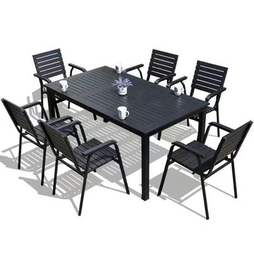 戶外塑木桌椅庭院室外奶茶咖啡店休閑茶幾花園露天陽臺餐桌套裝[DD050209]