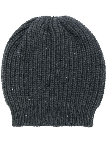 Brunello Cucinelli - chunky knit beanie - women - Silk/Cashmere/Polyamide - S - Black