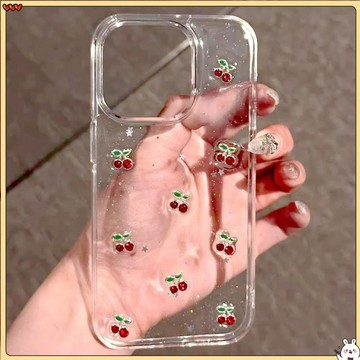 iphone手機殼.紅色小櫻桃蘋果16ProMax手機殼iPhone15/14軟13/12/11pro滴膠x套8
