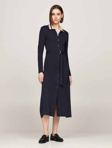 束腰超長修身 Polo 洋裝