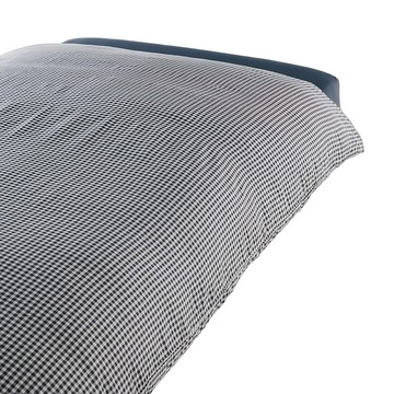 MUJI 無印良品 再生聚酯速乾被套  深藍格紋  Queen Size