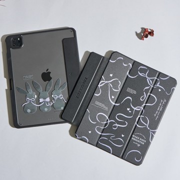 wwiinngg霧紫緞帶蝴蝶結強悍磁吸iPad三折保護殼