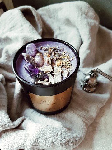 脈輪冥想流沙水晶蠟燭-紫水晶 畢業遇貴人