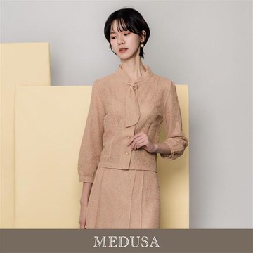 現貨【MEDUSA 曼度莎】橘色紋理領巾禮服外罩（M-XL）｜禮服外套 小外套 媽媽禮服