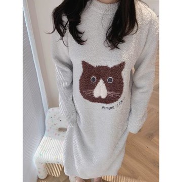 睡裙女冬2025年新款網紅風半邊絨加厚長款睡衣休閑寬松家居服裙子