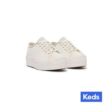 Keds TRIPLE UP LEATHER 皮革厚底奶油白鞋 WH68239