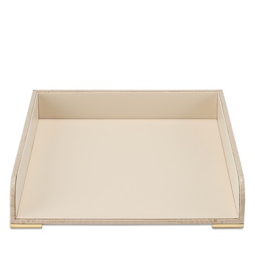 Aerin Classic Croc Embossed Leather Paper Tray in Fawn