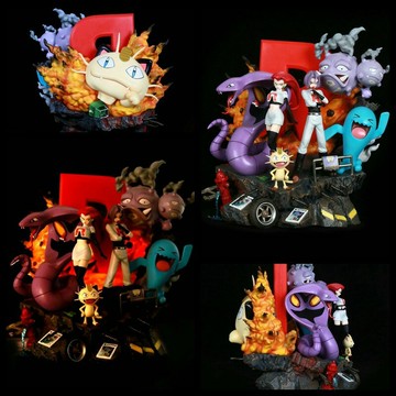 穿梭在銀河的火箭隊 武藏 小次郎 喵喵 瓦斯彈 雕像場景 盒裝手辦【益三和】可開發票