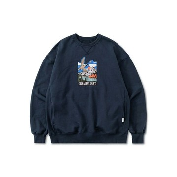 【全館滿額折】 Filter017 Wild Goose Graphic Crewneck Sweatshirt 藏青 雁鴨圖像 厚磅 大學T H5587【新竹皇家 47112560157】