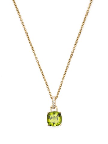 Kiki McDonough - 18kt yellow gold Kiki Cushion peridot and diamond pendant necklace - women - Diamond/Peridot/18kt Yellow Gold - One Size - Green