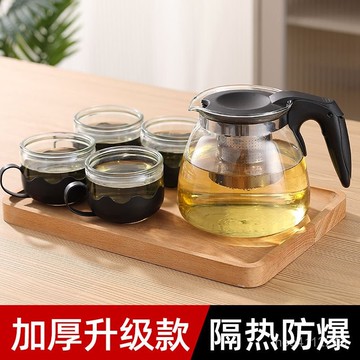 臺灣出貨⚡ 耐熱防爆玻璃泡茶壺花茶壺套裝大容量茶具水壺1000ML加厚玻璃茶壺家用防爆耐高溫茶水分離器過1000ML加厚