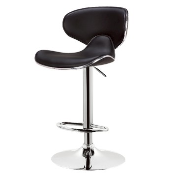 C-FLY 高背皮革升降吧台椅  黑色  1個