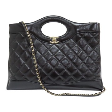 CHANEL 香奈兒【再降價】黑色 菱格紋 羊皮 31 shopping tote 兩用包 托特包 【二手名牌BRAND OFF】