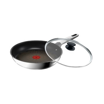 Tefal 精銳系列28cm不沾平底聚油鍋+玻璃蓋｜5倍耐用塗層｜IH適用