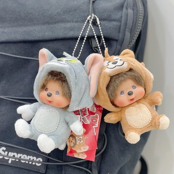 MONCHHICHI x TOM&JERRY 蒙奇奇 夢奇奇 大臉 裝扮 絨毛鑰匙圈