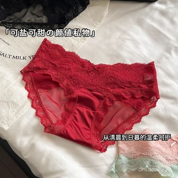 蕾絲內褲🐻 高級感輕奢女士內褲純棉襠加長純慾性感辣妹褲衩蕾絲邊無痕三角褲性感蕾絲內褲 內褲