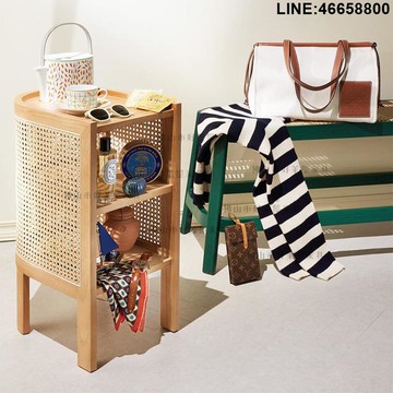 免運 開立發票 茶几 邊幾 小邊桌 實木藤編床頭柜沙發小邊幾邊桌小戶型簡約民宿茶幾邊柜