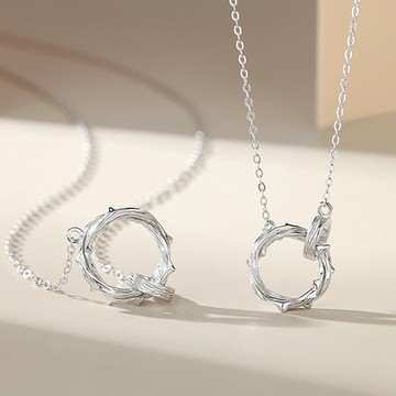 [米蘭精品] 925純銀項鍊情侶對鍊-莫比烏斯刺棘之環雙環聖誕節情人節生日交換禮物74cj5