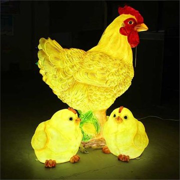 仿真大公雞燈擺件玻璃鋼戶外農場花園飯店門口裝飾品發光母雞模型
