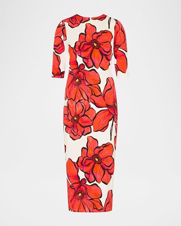 Windflower Jersey Midi Dress