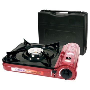 HouseKeeper 妙管家 優質休閒瓦斯爐 附手提箱  32 x 27.5 x 9cm  瓦斯爐 黑色 + 紅色  1個