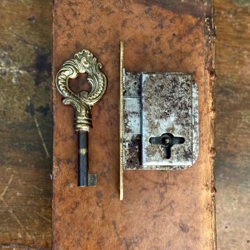 50708-迷人法國古董抽屜鎖頭與華麗鑰匙
