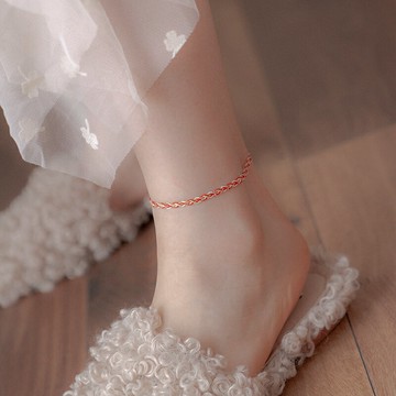 THISNESS 許愿腳鏈 純銀鍍金紅白繩編織可加吊墜原創設計仙氣禮物