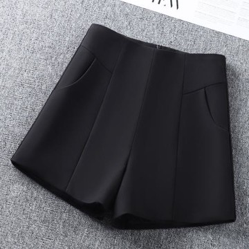 高腰西裝短褲女a字春秋季2025新款百搭顯瘦闊腿褲黑色外穿休閑褲