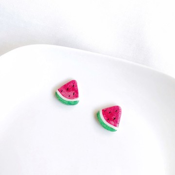 西瓜貼耳款 - 手作/手繪耳環