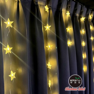 摩達客-75LED 五角星冰條皮線燈插電式-暖白光_廠商直送