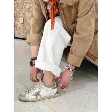 星星小臟鞋女2025夏新款圓頭拼接系帶復古平底運動休閑臟臟小白鞋