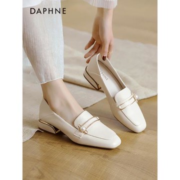 達芙妮珍珠單鞋女2025年款女鞋春夏通勤百搭小皮鞋女氣質媽媽鞋