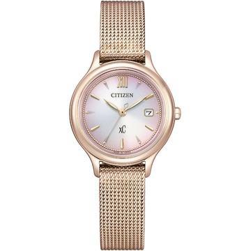 CITIZEN 星辰 xC 代言人廣告款光動能米蘭帶氣質腕錶/粉紅/28mm/EW2635-54Z