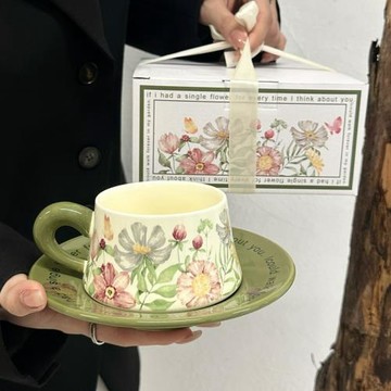 高顏值咖啡專用杯碟輕奢下午茶陶瓷馬克杯高檔伴手禮物精致禮盒裝